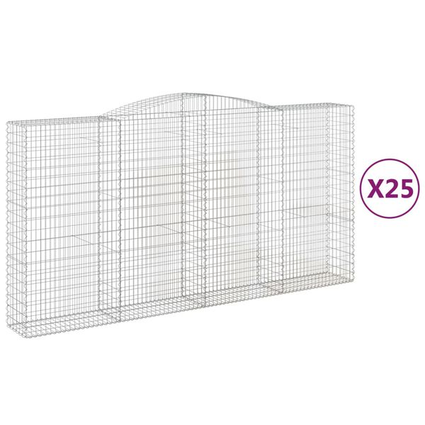 vidaXL 25 db &iacute;ves horganyzott vas gabion kos&aacute;r 400x50x200/220 cm