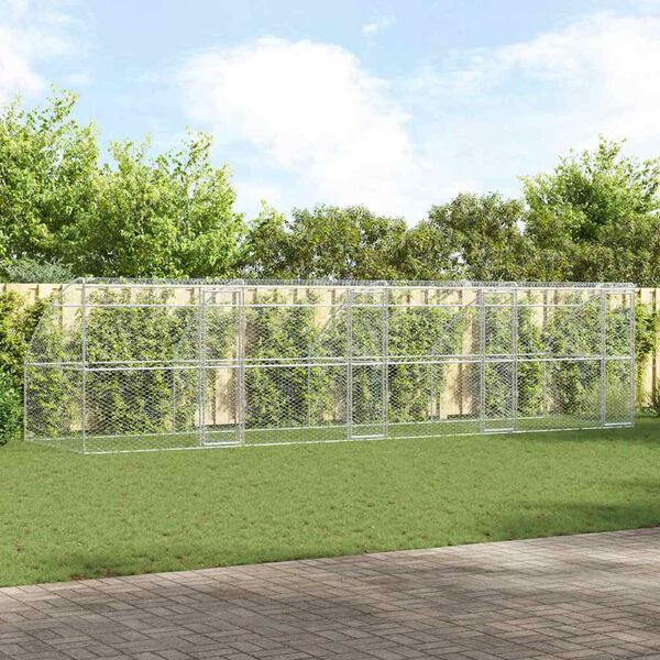 vidaXL Kutyah&aacute;z t&aacute;rol&oacute;val 4 pcs Ez&uuml;st 8 x 2 x 2 m Horganyzott ac&eacute;l