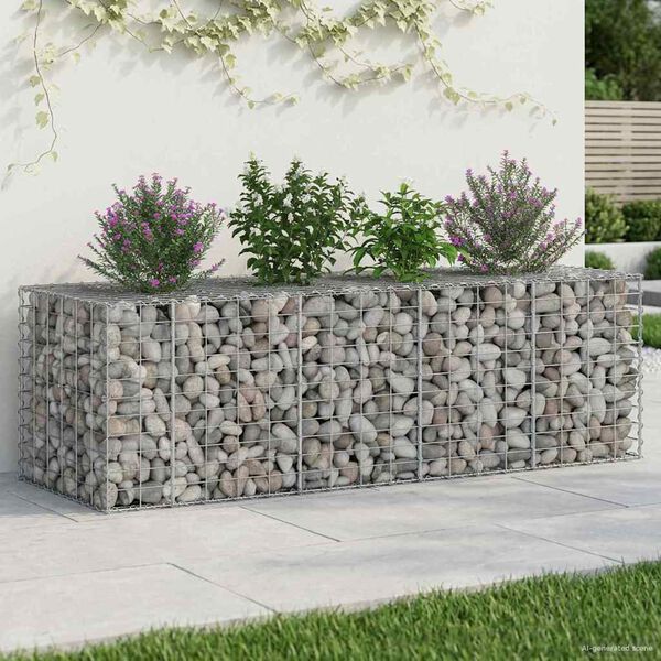 vidaXL Gabion emelt &aacute;gy Ez&uuml;st 180 x 60 x 55 cm Horganyzott ac&eacute;l