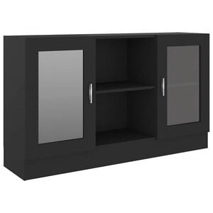 vidaXL fekete szerelt fa vitrinszekr&eacute;ny 120 x 30,5 x 70 cm