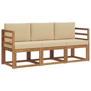 vidaXL K&uuml;lt&eacute;ri kanap&eacute; szett p&aacute;rn&aacute;val 3 pcs Term&eacute;szetes &eacute;s b&eacute;zs