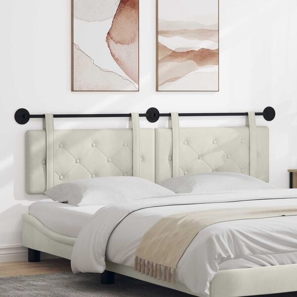 vidaXL Fali Fejt&aacute;mla Falra szerelhető Kr&eacute;m 170 x 55 x 5 cm B&aacute;rsony