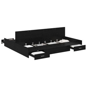 vidaXL &Aacute;gykeret t&aacute;rol&oacute;val fi&oacute;kkal Fekete t&ouml;lgy 200 x 200 cm Faanyag