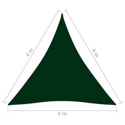 vidaXL sötétzöld háromszög alakú oxford-szövet napvitorla 4 x 4 x 4 m
