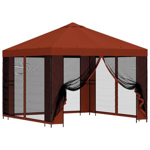 vidaXL Kerti pavilon oldalfalakkal 3 x 3 m Terrakotta