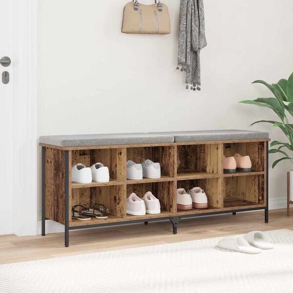 vidaXL Cipőszekr&eacute;ny &Ouml;reg fa 131 x 35 x 50 cm Műszaki fa &eacute;s vas