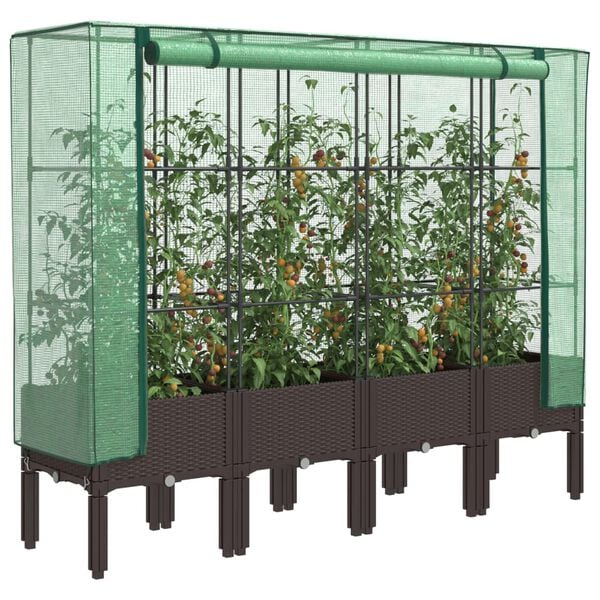 vidaXL rattan megjelen&eacute;sű magas&aacute;gy&aacute;s melegh&aacute;ztakar&oacute;val 160x40x140 cm