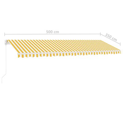 vidaXL sárga-fehér kézzel kihúzható póznás napellenző 500 x 350 cm