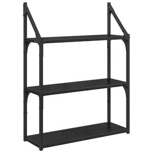 vidaXL Falpolc polcokkal Fekete t&ouml;lgy 60 x 21 x 78,5 cm Faanyag