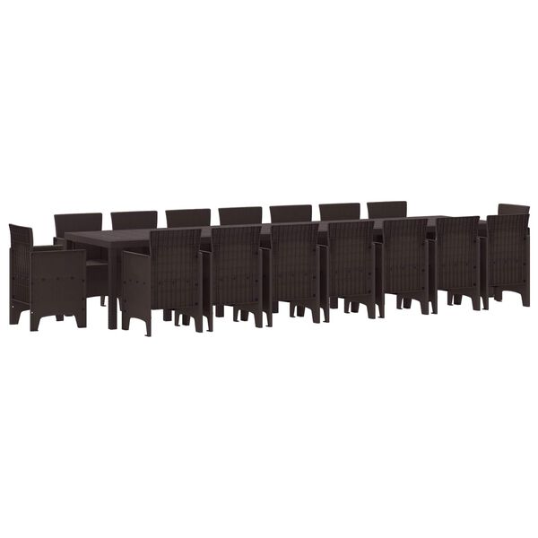 vidaXL Kerti &eacute;tkező szett p&aacute;rn&aacute;kkal p&aacute;rn&aacute;val 17 pcs Barna PP