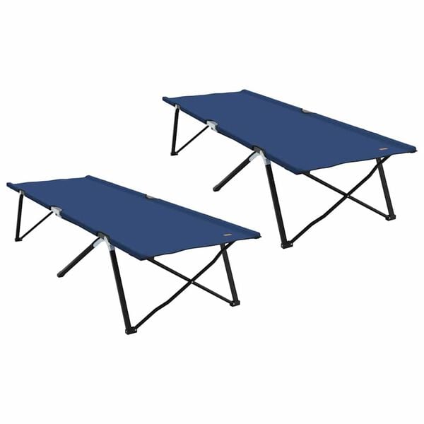vidaXL Összecsukható Kemping Ágy 2 pcs Kék 206 x 76 x 74 cm