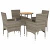 vidaXL 5r&eacute;szes sz&uuml;rke polyrattan/ak&aacute;cfa kerti &eacute;tkezőgarnit&uacute;ra p&aacute;rn&aacute;val
