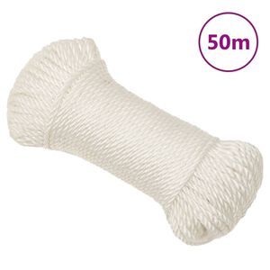 vidaXL feh&eacute;r polipropil&eacute;n munkak&ouml;t&eacute;l 3 mm 50 m
