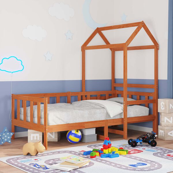 vidaXL Nappali &Aacute;gy Szett 2 pcs Faggy&uacute; barna T&ouml;m&ouml;r fenyőfa