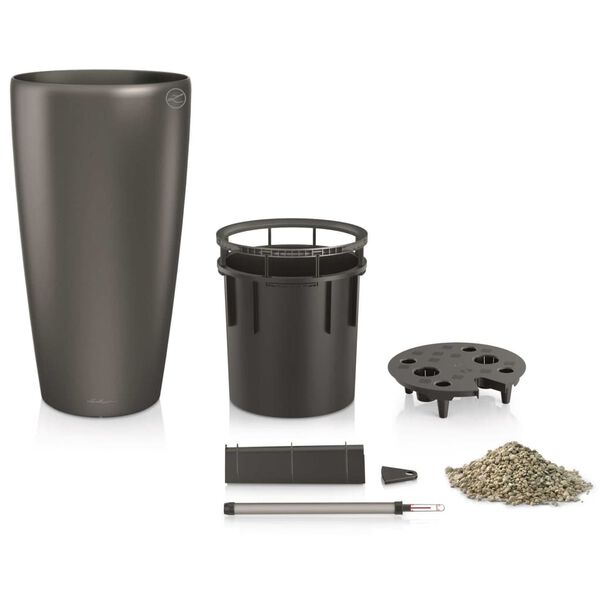 LECHUZA Rondo 40 ALL-IN-ONE szénmetál színű virágtartó