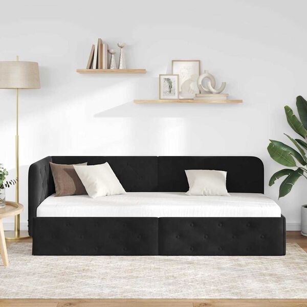 vidaXL Sarok&aacute;gy keret fejt&aacute;ml&aacute;val Fekete 80 x 200 cm B&aacute;rsony