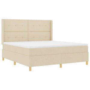 vidaXL Boxrug&oacute;s &aacute;gy LED szalagokkal Kr&eacute;m 180 x 200 cm sz&ouml;vet