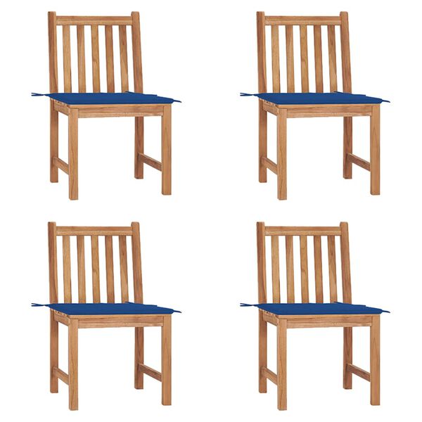 vidaXL 4 db tömör tíkfa kerti szék párnákkal