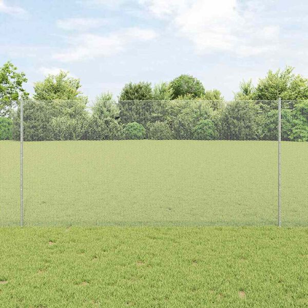 vidaXL Ker&iacute;t&eacute;s oszlopokkal Ez&uuml;st 1,2 x 50 m Ac&eacute;l