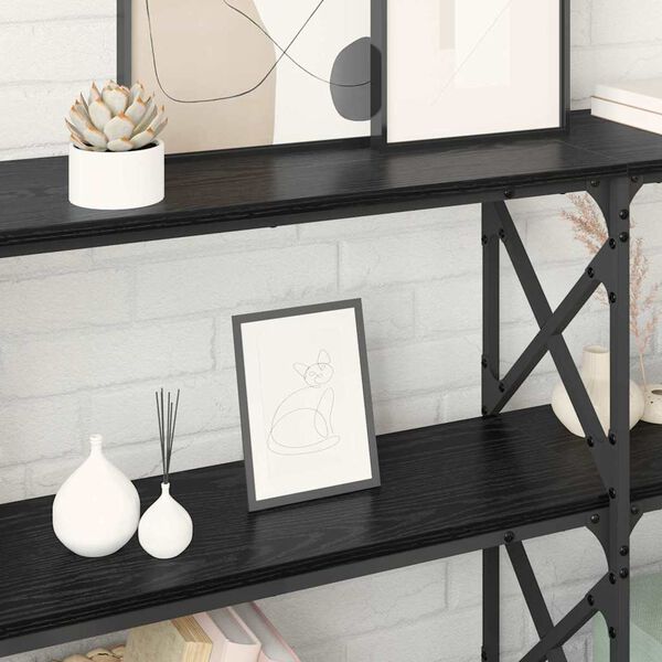 vidaXL Konzolasztal Fekete t&ouml;lgy 156 x 28 x 80,5 cm Faanyag