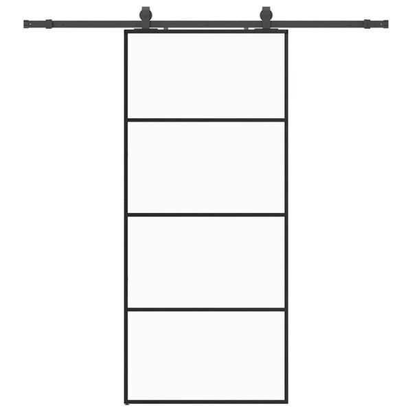 vidaXL fekete ESG üveg tolóajtó fémszerelvény-szettel 90x205 cm