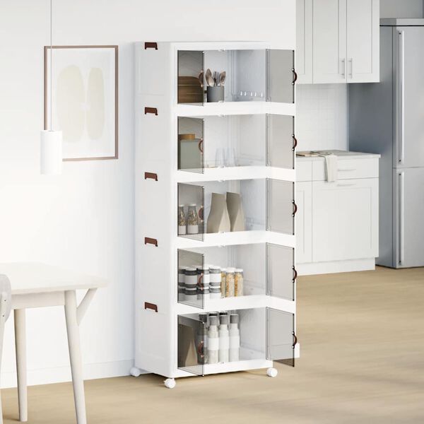 vidaXL egym&aacute;sra rakhat&oacute; t&aacute;rol&oacute;doboz kerekekkel 5 szintes 75 L