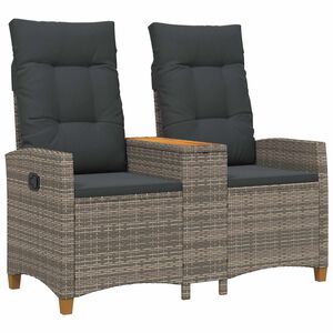 vidaXL D&ouml;nthető pad asztallal 2 -Seater 126 x 65 x 112 cm polirattan