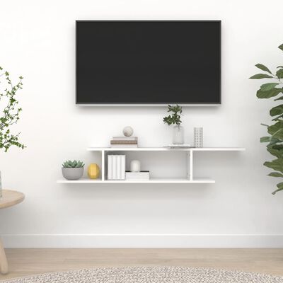 vidaXL magasfényű fehér forgácslap fali TV-polc 90 x 26 x 18,5 cm