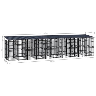 vidaXL acél kültéri kutyakennel tetővel 18,43 m²