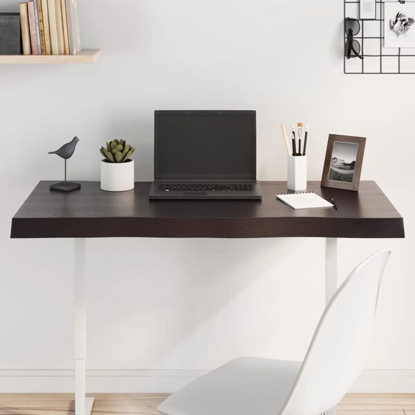 vidaXL s&ouml;t&eacute;tbarna kezelt t&ouml;m&ouml;r asztallap 100x60x(2-6) cm