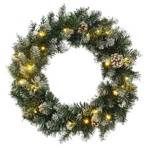 vidaXL z&ouml;ld PVC kar&aacute;csonyi koszor&uacute; LED-ekkel 45 cm