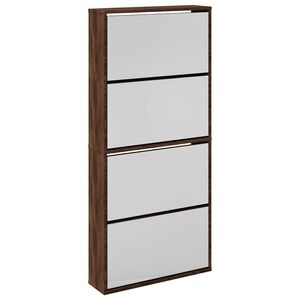 vidaXL 4 szintes barna t&ouml;lgysz&iacute;nű cipőszekr&eacute;ny t&uuml;k&ouml;rrel 63x17x134 cm