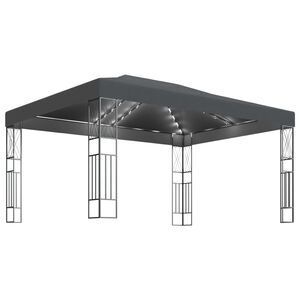 vidaXL antracitsz&uuml;rke sz&ouml;vet pavilon LED f&eacute;nyf&uuml;z&eacute;rrel 3 x 4 m
