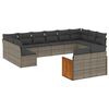 vidaXL 12 r&eacute;szes sz&uuml;rke polyrattan kerti &uuml;lőgarnit&uacute;ra p&aacute;rn&aacute;kkal