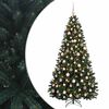 vidaXL Műkar&aacute;csonyfa s&ouml;t&eacute;tz&ouml;ld g&ouml;mb&ouml;kkel 180 cm 300 LED Meleg feh&eacute;r