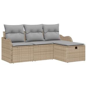 vidaXL Kerti Kanap&eacute; Szett 4 db Poli rattan