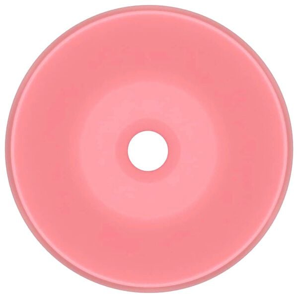 vidaXL kerek matt r&oacute;zsasz&iacute;n ker&aacute;mia luxus mosd&oacute;kagyl&oacute; 40 x 15 cm