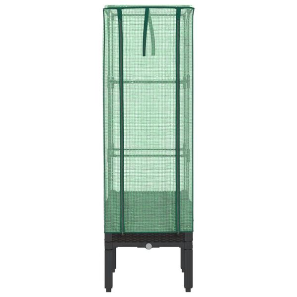 vidaXL rattan megjelenésű magaságyás melegháztakaróval 40x40x140 cm