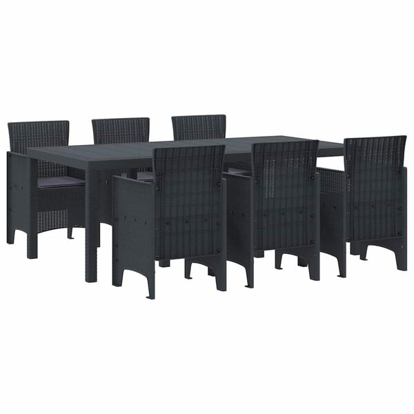 vidaXL Kert étkező szett 7 pcs Antracit Polt rattan