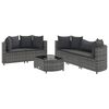 vidaXL 6 r&eacute;szes sz&uuml;rke polyrattan kerti &uuml;lőgarnit&uacute;ra p&aacute;rn&aacute;kkal