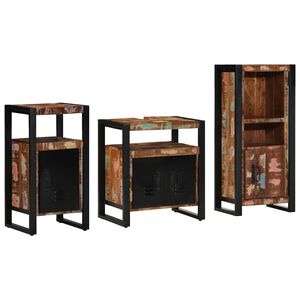 vidaXL F&uuml;rdőszoba b&uacute;tor szett 3 pcs Szil&aacute;rd &Uacute;jrahasznos&iacute;tott Fa