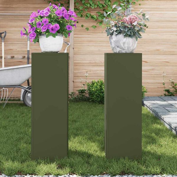 vidaXL N&ouml;v&eacute;ny&aacute;llv&aacute;ny 2 pcs Oliva z&ouml;ld 24 x 24 x 75 cm Ac&eacute;l