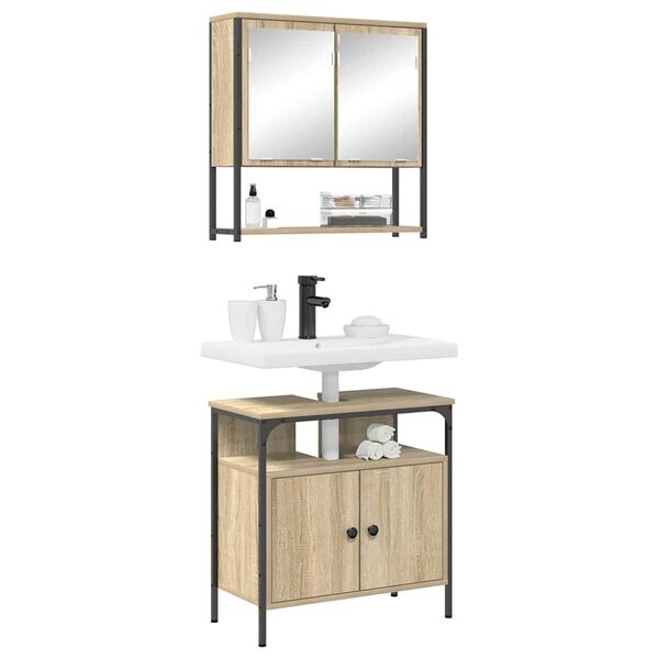 vidaXL F&uuml;rdőszoba b&uacute;tor szett 2 pcs Barna 60 x 30 x 60 cm Faanyag