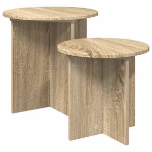 vidaXL Kisasztal k&eacute;szlet 2 db Sonoma T&ouml;lgy &Oslash; 45 x 45 cm M&eacute;rn&ouml;ki fa