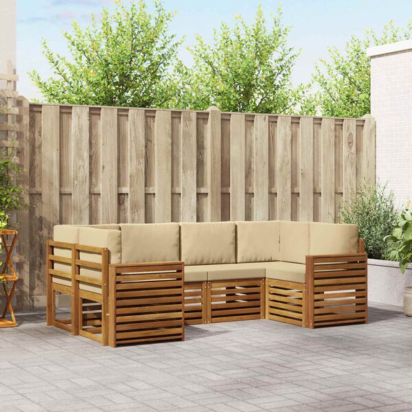 vidaXL &Uuml;lőgarnit&uacute;r&aacute;k p&aacute;rn&aacute;val 6 pcs Term&eacute;szetes &eacute;s b&eacute;zs T&ouml;m&ouml;r Ak&aacute;cfa