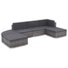 vidaXL 6-r&eacute;szes sz&uuml;rke polyrattan kerti b&uacute;torszett p&aacute;rn&aacute;kkal