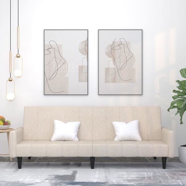 vidaXL k&eacute;tszem&eacute;lyes kr&eacute;msz&iacute;nű mikrosz&aacute;las sz&ouml;vet kanap&eacute;&aacute;gy