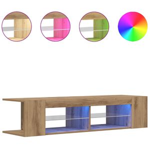 vidaXL k&eacute;zműves t&ouml;lgy szerelt fa TV-szekr&eacute;ny LED-ekkel 135x39x30 cm