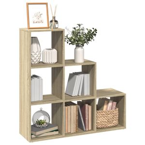 vidaXL&nbsp;3 szintes&nbsp;sonoma t&ouml;lgy fa t&eacute;relv&aacute;laszt&oacute; k&ouml;nyvespolc 99x29x99 cm