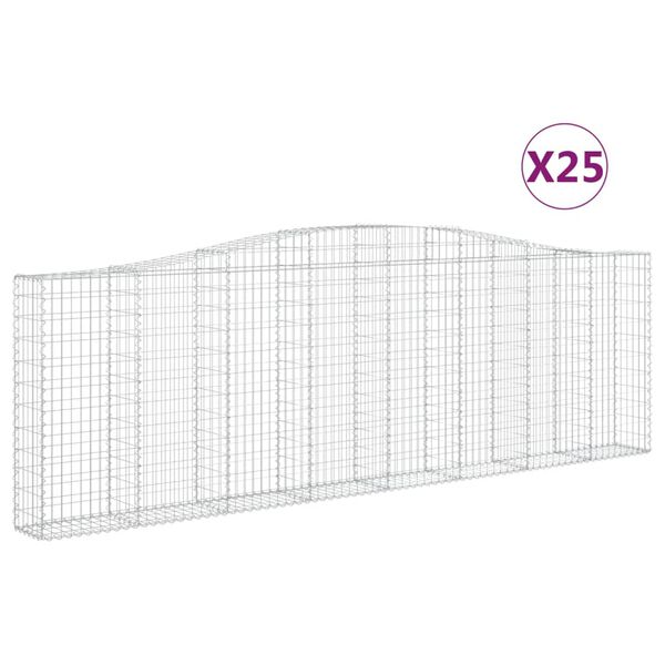 vidaXL 25 db &iacute;ves horganyzott vas gabion kos&aacute;r 400x30x120/140 cm